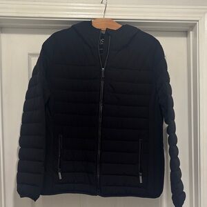 Michael Kors Woen's Classic Black Puffer Jacket with Hood.